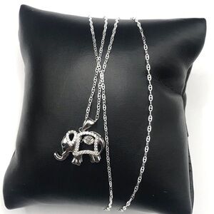 925 Sterling Silver 0.25CT MOISSANITE Elephant Pendant Necklace 18”